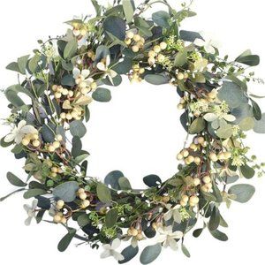 Artificial Green Leaf Eucalyptus Wreath,Berry Wreath for Spring,Summer